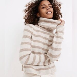 EUC Madewell (Re)sourced Cashmere Crop Turtleneck Sweater in Stripe Size XXS